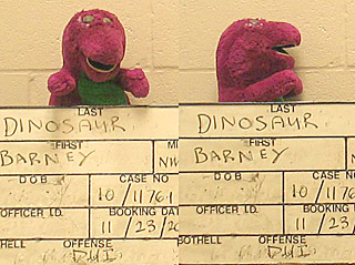 barney the dinosaur arrested